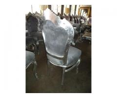 Ezüst neobarokk  szék szürke kárpittal
