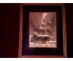 Aranyozott Vitrolás Hajó Festmény Eladó