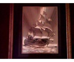 Aranyozott Vitrolás Hajó Festmény Eladó