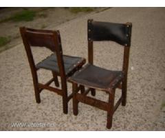 Antik bőrtámlás faragott fa szék 2 db eladó!