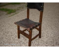 Antik bőrtámlás faragott fa szék 2 db eladó!
