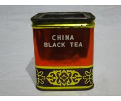 0500 Antik kínai fekete teás fémdoboz pléh doboz