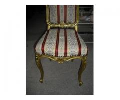 Barokk arany szék piroscsíkos kárpittal
