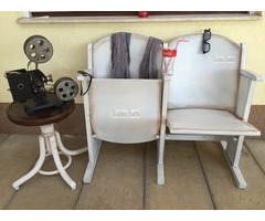 Provence bútor, fehér antikolt 2személyes mozi szék.