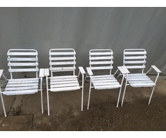 Kerti karfás szék 4 db fehér cső, fehér léc