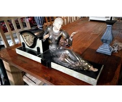 Régi Art deco asztali óra női figurával