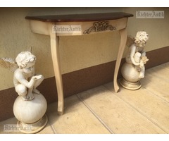 Provence bútor, fehér antikolt Barokk konzol asztal 02.