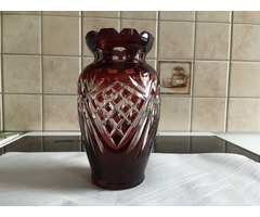 Antik bordó eredeti ólomkristály váza