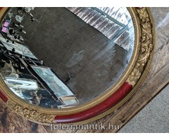 Ovális bordó falitükör fazettázott tükörrel