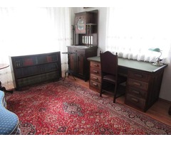 Antik nappali bútor, íróasztal, kanapé, szekrény, tálaló, könyvespolc, vitrin, asztal egyben