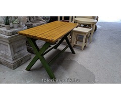 X lábú zöld sárga kerti kis asztal