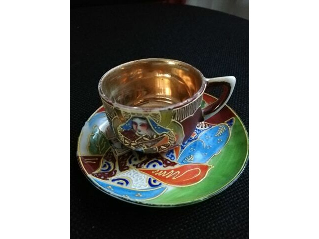 antik japán kézzel festett csésze aljjal