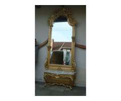 Barokk konzolos laparanyozott nagy tükör