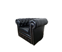 A165 Chesterfield fekete bőr fotel
