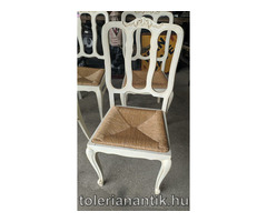 Fehérre antikolt neobarokk nádas szék 6 db