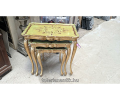 Neobarokk asztalszett 3 darabos arany sárgászöld díszítésekkel