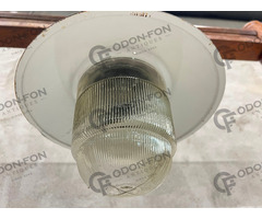 Fehér zománc ernyős ipari lámpa üveg burával