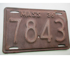 1936-os  USA rendszám Massachusetts államból eladó!