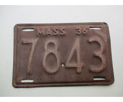 1936-os  USA rendszám Massachusetts államból eladó!