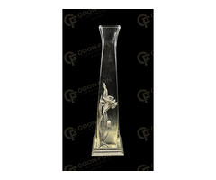 Szecessziós üveg váza ón díszítéssel