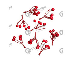 Piros drótos bogyó dekoráció