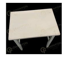 Hasáb lábú fehér konzol asztal „H” összekötővel