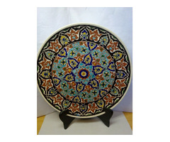Mozaik motívumos asztali, fali dísztányér Törökországból ritkaság a vitrinedbe