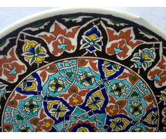 Mozaik motívumos asztali, fali dísztányér Törökországból ritkaság a vitrinedbe
