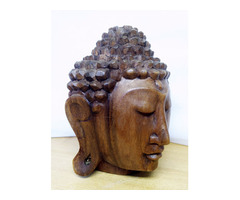 Meditáló Buddha Indonéz természetes keményfa szobor egzotikus ritkaság. 16cm.
