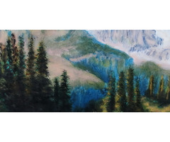 Alpesi táj megduzzadt patakkal, Vitange pasztell-karton festmény, ismeretlen művésztől