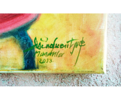 Napraforgók, csendélet Mindszentiné Mandula képzőművész nyáridéző festménye
