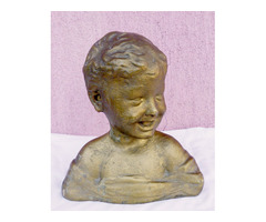 Nevető gyermek terrakotta mellszobor, egyedi antik műtárgy ritkaság