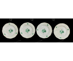 Herendi mokkás csésze alátét zöld virágos dekorral (4db)