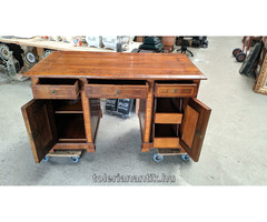 Régi biedermeier intarziás háromfiókos íróasztal