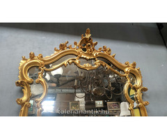 Arany neobarokk márványlapos tükrös konzolasztal