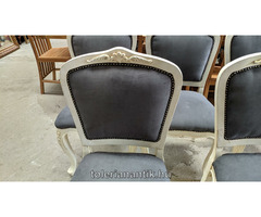 Fehérre antikolt szék szürke kárpittal 6 db