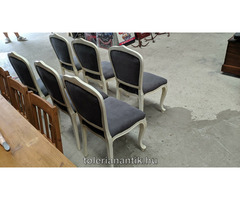 Fehérre antikolt szék szürke kárpittal 6 db