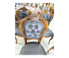 Neobarokk szék sötétbarna műbőrkárpittal 4 db