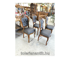 Neobarokk szék sötétbarna műbőrkárpittal 4 db