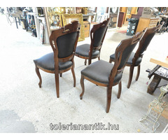 Neobarokk szék sötétbarna műbőrkárpittal 4 db