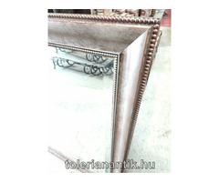 Antikolt ezüst falitükör fazettázott üveggel