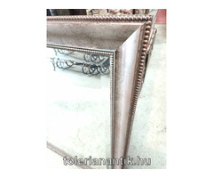 Antikolt ezüst falitükör fazettázott üveggel