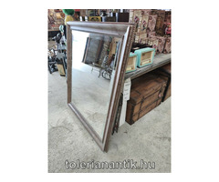 Antikolt ezüst falitükör fazettázott üveggel