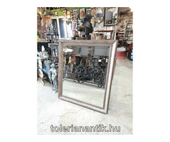 Antikolt ezüst falitükör fazettázott üveggel