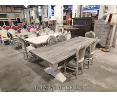 Nagyméretű rusztikus felületű kétlábas étkezőasztal
