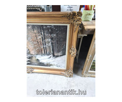 Arany blonderkeretes festmény (Téli erdő őzekkel)