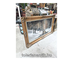 Arany blonderkeretes festmény (Téli erdő őzekkel)