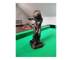 Tömör bronz diszkoszvető szobor 18 cm magas 2,3 kg