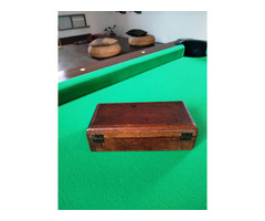 Antik réz mérlegsúly készlet fa dobozban