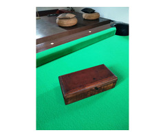 Antik réz mérlegsúly készlet fa dobozban